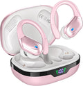 HAOYUYAN Wireless Earbuds, Sports Bluetooth Headphones, 80Hrs Playtime Ear Buds with LED Power Display, Noise Canceling Headset, IPX7 Waterproof Earphones for Workout/Running (Pink) by HAOYUYAN