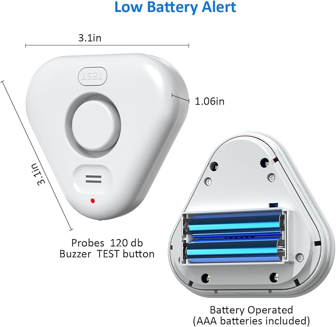 3 Pack Water Leak Detectors for Home, 4 Levels Adjustable Audio 0-120dB Water - Image 2