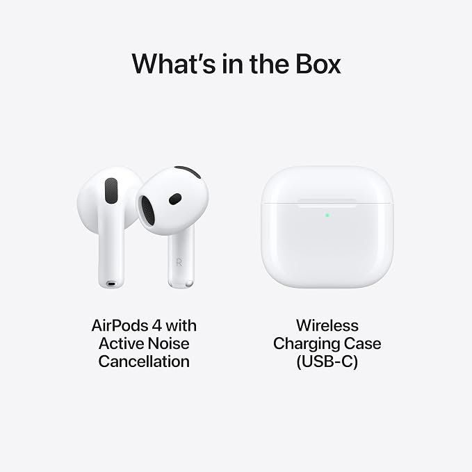 Apple AirPods 4 Wireless Earbuds, Bluetooth Headphones, with Active Noise Cancellation, Adaptive, Transparency Mode, Personalized Spatial Audio, USB-C Charging Case, Wireless Charging, H2 Chip - Image 6