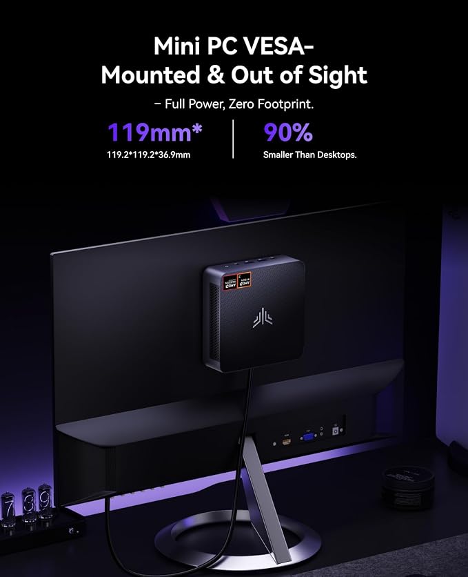 KAMRUI AM21 Mini PC, Ryzen 7 8745HS, 16GB DDR5 RAM, 1TB NVMe SSD | 8-Core 16-Thread, Up to 4.9GHz, Radeon 780M Graphics, USB4, Quad 4K Display, Dual LAN, WiFi 6 - Image 9