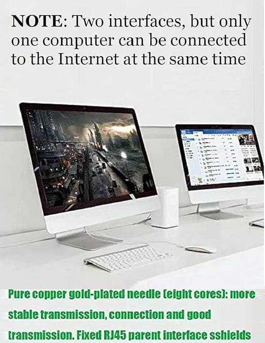 1 to 2 Port RJ45 Network Ethernet Adapter Splitter, lezaface E-thernet Splitter - Image 6