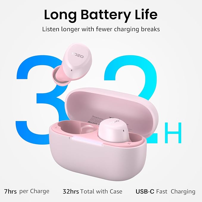 TOZO A1 Wireless Earbuds Bluetooth 5.3 Light Weight in Ear Headphones | IPX5 Waterproof, 2 Mics for AI Calls, Immersive Premium Sound Bass Ear buds with Charging Case, 32 Presets EQ via TOZO App - Image 4