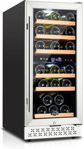 Mini Fridge 15 Inch Wine Cooler Under Counter, 30 Bottles Dual Zone Wine Fridge with Safty Lock, Wine Refrigerator Freestanding, Built-in Wine Cellars by TYLZA
