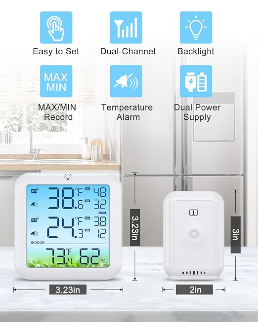 Bomivoi Wireless Fridge and Freezer Thermometer - Image 2