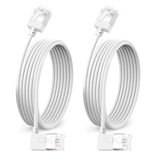 Ultra Thin Cat 6A Ethernet Cable 90° Degree Right Angled 25 Feet 2Pack by DUTEVOLNS