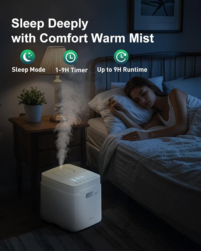 Mifasol Stainless Steel Humidifier, 3.3L Warm Mist Humidifiers for Bedroom, Easy Clean Steam Humidifiers for Home, Dishwasher Safe Humidifier Large Room, White - Image 7