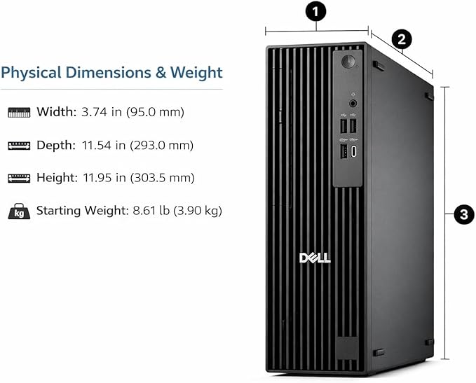 Dell Pro Slim QCS1250 Business Desktop Computer, Intel Core Ultra 5 235(Beats i7-12700), 16GB DDR5, 1TB PCIe SSD, Dual 4K Monitor Support, USB-C, HDMI, RJ-45, Wi-Fi, Wired KB & Mouse, Windows 11 - Image 5