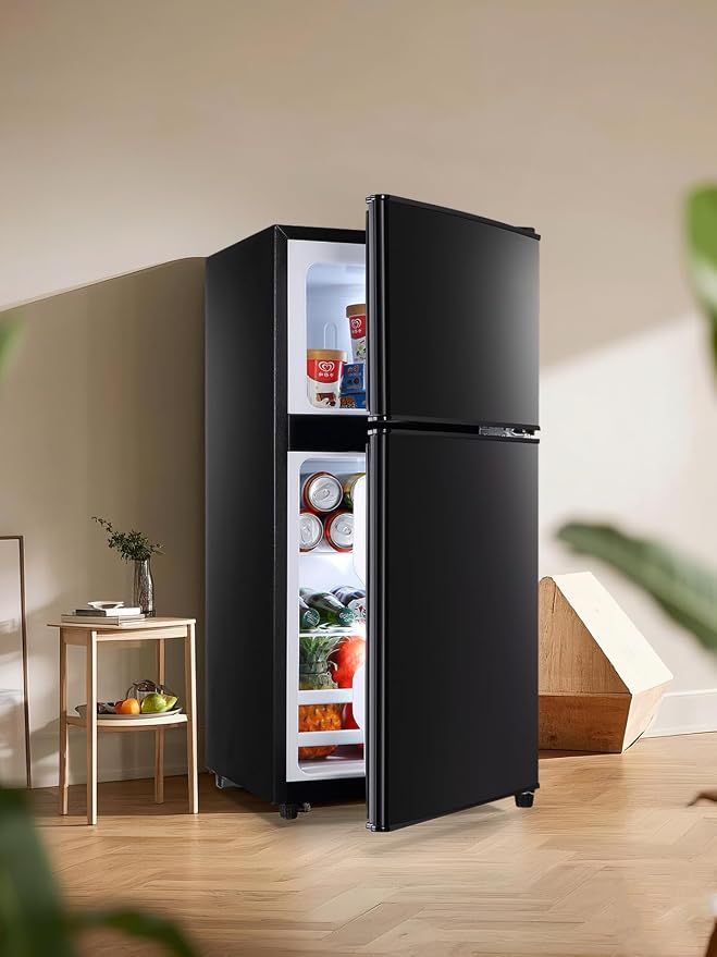F.W.WOOLWORTHS 3.5 Cu.Ft Refrigerator with Freezer | Compact Fridge with 2 Doors for Office, Kitchen, Dorm and Bedroom, 7 Level Temp Adjustable Thermostat, Black - Image 8