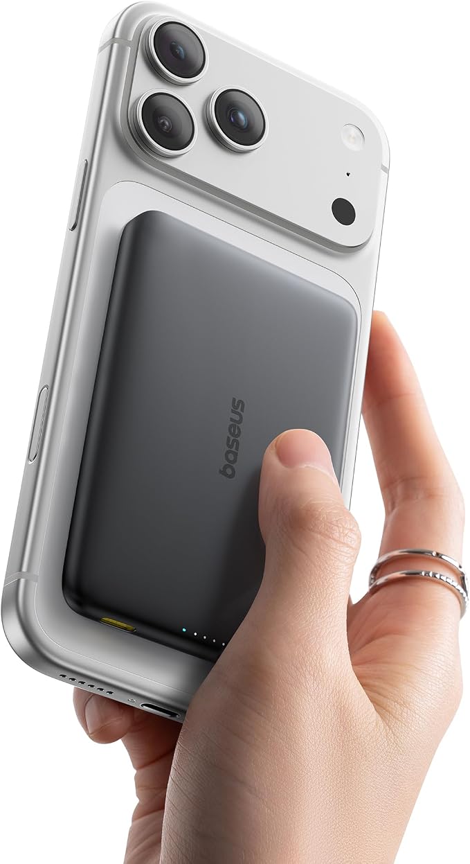 Baseus Picogo Magsafe Portable Charger, Qi2 15W 0.5" Ultra Slim 10000mAh Wireless Power Bank, 27W Fast Charging Magnetic Battery Pack with USB-C for iPhone 17 Pro Max/17 Pro/Air/16/15/14/13/12 by Baseus