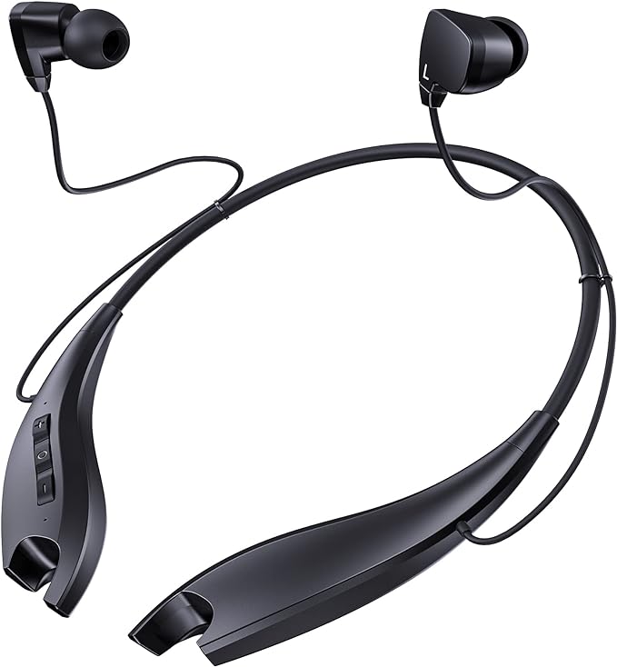 Neckband Bluetooth Headphones, 24H Playtime Wireless Noise Isolation | Around The Neck Headphones Shark Jaw Design, Bluetooth Headsets with Call Vibration, Earbuds Built-in Mic/IPX7 Waterproof by YOSDOM