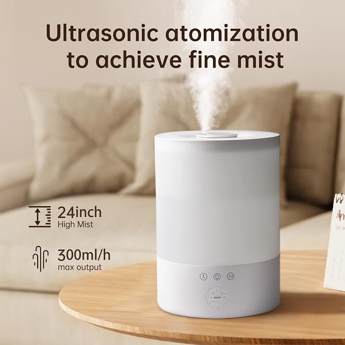 YOGIN Humidifiers for Bedroom Large room,Top fill 2.5L Ultrasonic cool mist Humidifiers for Baby Nursery and Plants,Up to 24 Hours, 24db Quiet,Night Light, Auto Shut Off, Easy Clean Humidifier - Image 4