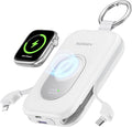 RORRY Portable Charger, 20000mAh PD 30W Portable Charger Power Bank with 2 Built-in Cables, Super Fast Charging Battery Pack with Keychain, Travel Essentials for iPhone, Apple Watch, iPad, White by RORRY
