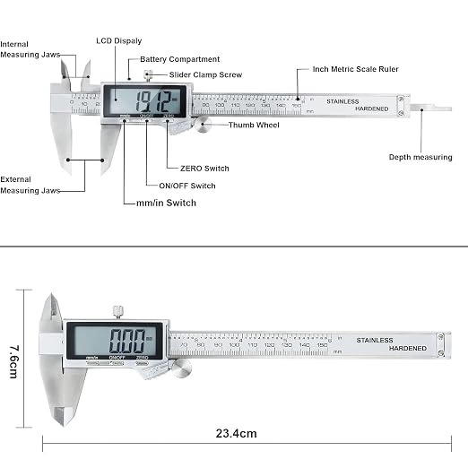Digital Caliper Measuring Tool, IP54 Waterproof Stainless Steel Vernier Caliper - Image 4