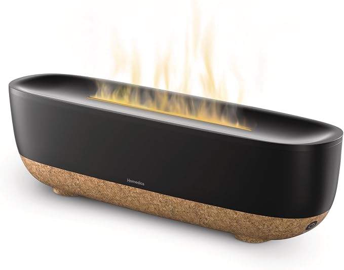 Homedics Fireside Ultrasonic Humidifier, Medium Sized Rooms, Visible Flame-Effect Cool Mist, 0.26-Gal Top-Fill Tank, Dry Air Relief at Home, Breathe & Sleep Better, Aromatherapy by Homedics