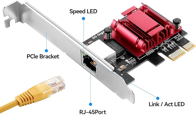 5Gbps PCIe Network Adapter, RTL8126 Chip Multi-Gigabit Ethernet Card PCIe 3.1 X1 - Image 2
