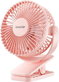 Gaiatop Portable Clip on Fan Battery Operated, Small Powerful 3 Speed Quiet 360° Rotate, USB Rechargeable Mini Personal Cooling Fan for Desk Table Home Office Stroller Camping Women Gifts Pink by GAIATOP