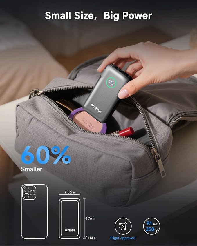 Portable Charger with Built in 25.6in Retractable Cable and Wall Plug, 10000mAh USB C Travel Power Bank, 35W Fast Charging Battery Pack Compatible with iPhone 16 15 14 13 Samsung Android Phone etc - Image 6