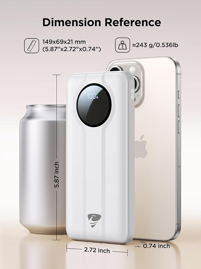 Aioneus Power Bank, 10000mAh Portable Charger with Built in Cables Fast Charging 22.5W USBC in/Out Travel PowerBank Battery Pack for iPhone 16 15 14 13 12 Samsung Galaxy S24 A15 Android Phone(1 Pack) - Image 2