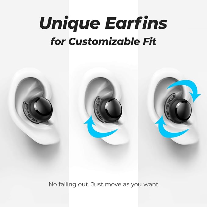 Tribit FlyBuds 3 Wireless Earbuds, 110H Playtime Bluetooth Headphones | IPX8 Waterproof, BT5.3, Deep Bass Sound Earphones, Custom EQ, Charging Case, Light Weight in-Ear Buds, Built-in Mic, Black - Image 4