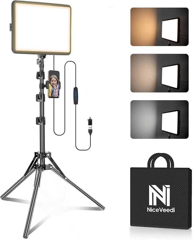 1-Pack LED Video Light Kit, NiceVeedi Photography Lighting Kit, 2800-6500K by NiceVeediOfficial