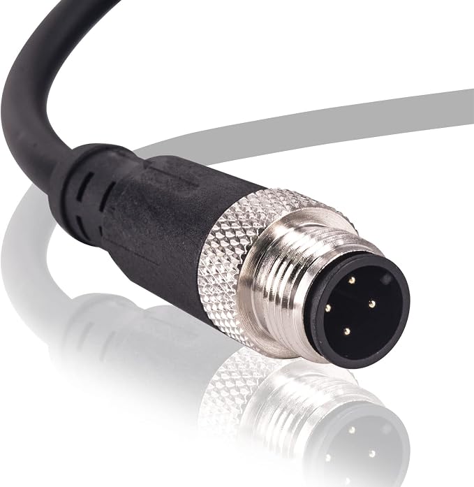 M12 Male 4 Pin Right Angle Connector Aviation Socket Electrical Cable 6.5Ft/2M - Image 2