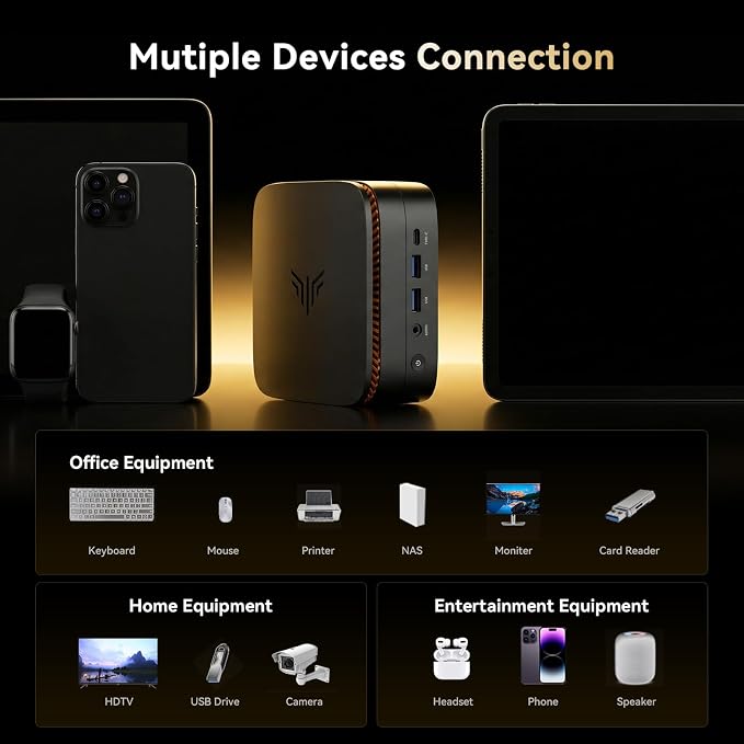 KAMRUI Pinova P1 Business Mini PC, AMD Ryzen R2544 Processor | Up to 3.7GHz, 16GB DDR4 RAM, 256GB M.2 SSD, Triple 4K display, WiFi, Gigabit Ethernet, for office & home - Image 8