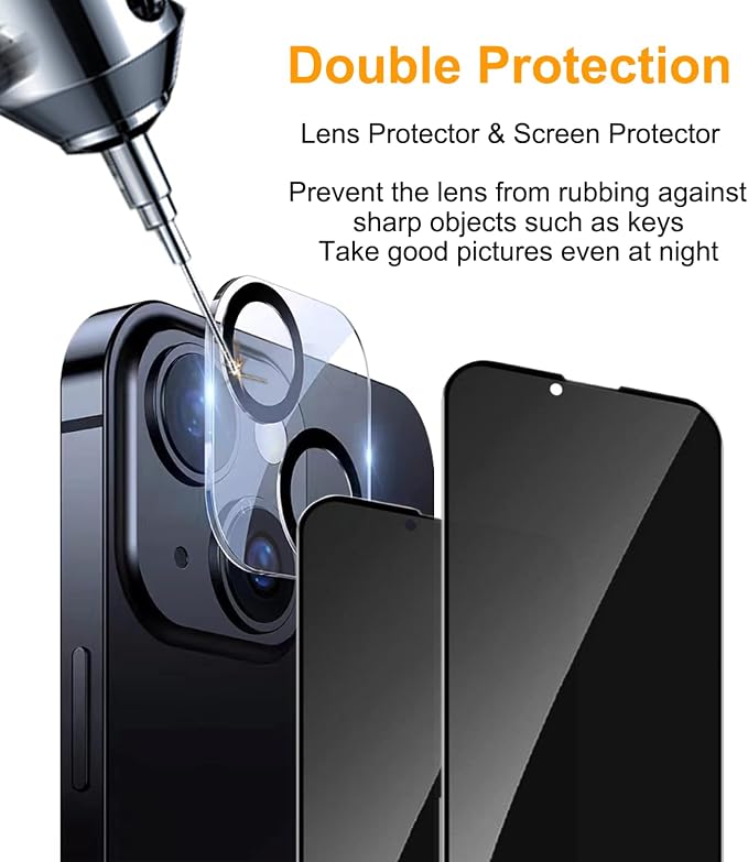 PEHAEL 2+2 Pack for iPhone 14 Privacy Screen Protector - Image 6