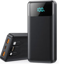 Portable Charger Power Bank 40800mAh with 3 Built-in Cables,25W Fast Phone Charging Portable Battery Pack,5 Outputs Travel Essentials Outdoor External Battery for iPhone 17/16,Galaxy Android etc-Black by LanLuk