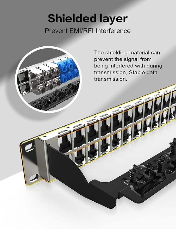 48Port Blank Keystone Patch Panel Rackmount&Wall Mount 1U 19-inch Network - Image 6