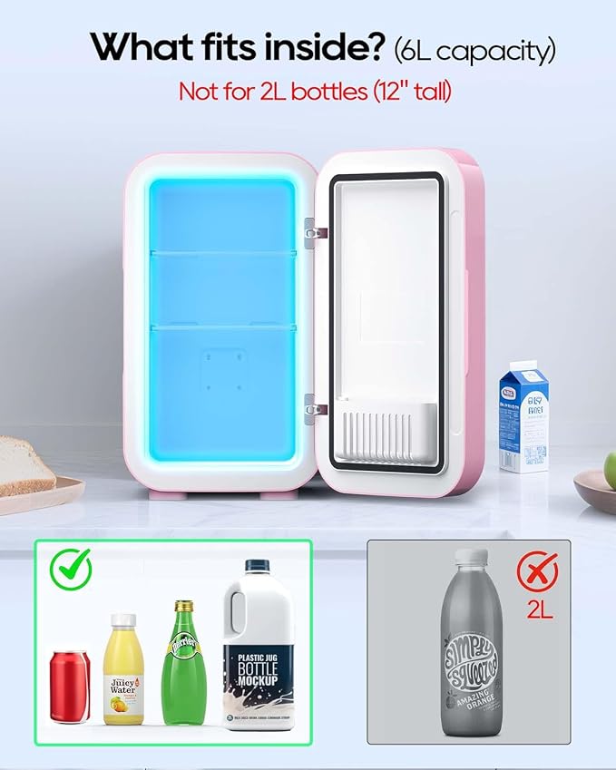 BEICHEN Mini Fridge,6 Liter / 8 Can Small Fridge for Bedroom, Car, Office | Cooler & Warmer for Food, Drinks,Energy Saving, Low Noise,110V Ac/12V Dc,Compact & Portable - Image 5