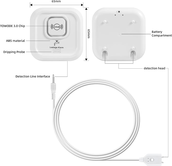 WiFi Water Leak Detectors 100dB Smart Water Sensor Alarm - Image 7