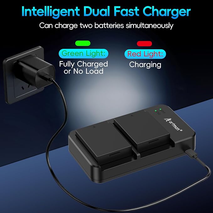 Artman LP-E10 Battery 2-Pack 1600mAh and Rapid Dual LP E10 Battery Charger - Image 4