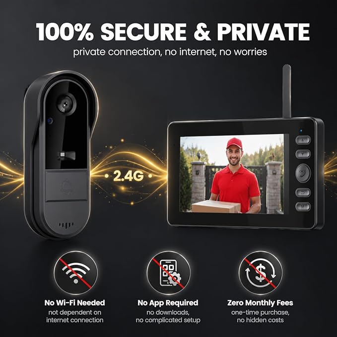 TKMARS Doorbell Camera No Subscription Wireless Video Doorbell, Two-Way Intercom - Image 5