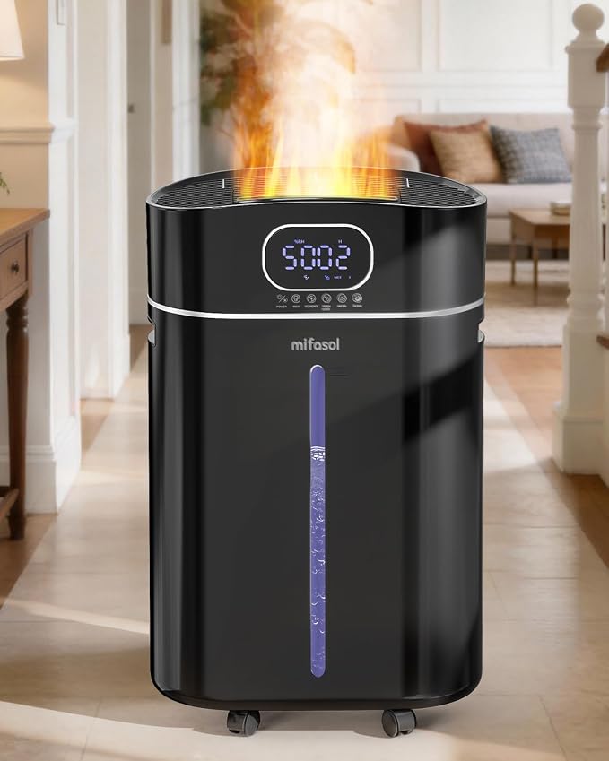 4.2Gal/16L Cool and Warm Mist Humidifier Large Room, Auto Restart Humidifiers for Home 1500 sqft, Air Humidifiers for Bedroom with Diffuser & Flame Light, Whole House Humidifiers for Baby Plant, Black by PureComfortPerfectHumidity