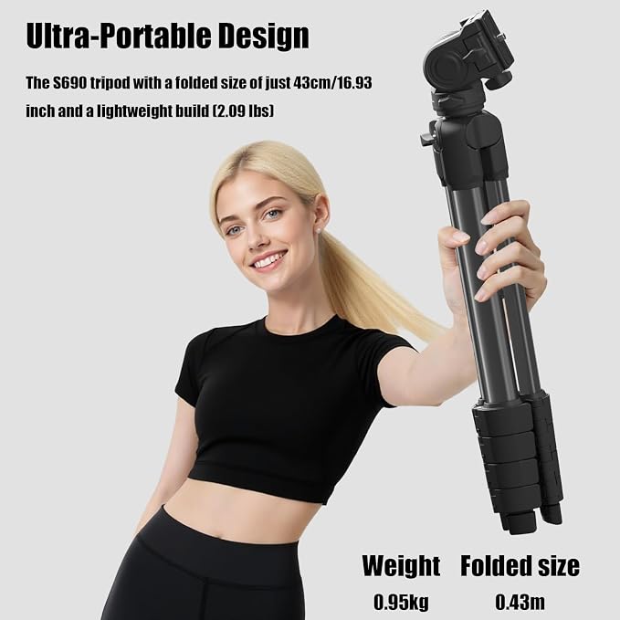 Camera Tripod, Travel Tripod for Camera Canon EOS Rebel Nikon, Compatible - Image 5