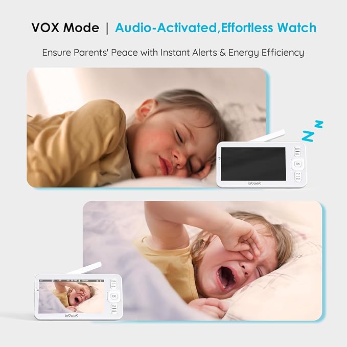 ieGeek Baby Monitor with 2 Cameras, Upgraded Night Vision/PTZ/2-Way Audio/Auto - Image 2