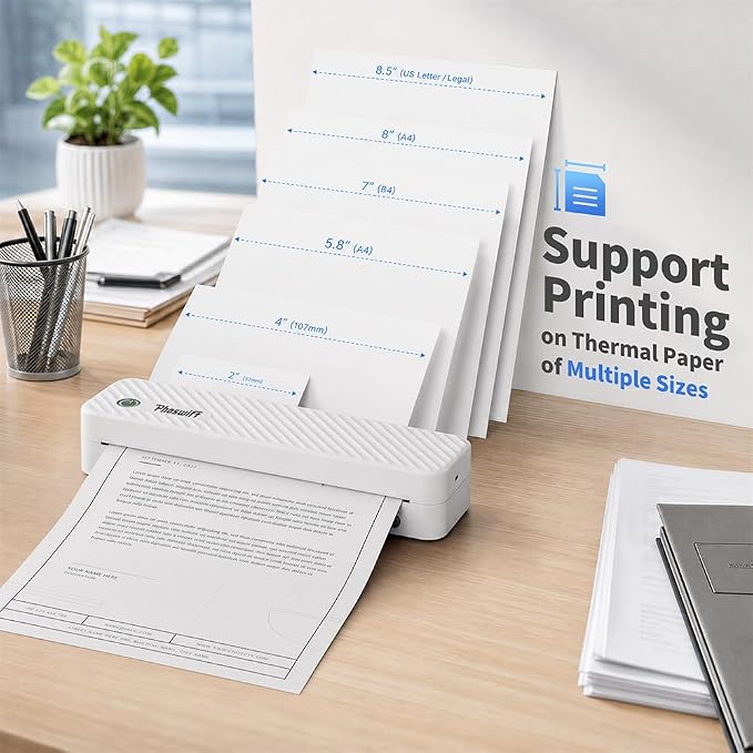 Portable Thermal Printer for Laptop, Inkless Bluetooth Printer Support 8.5" X - Image 5