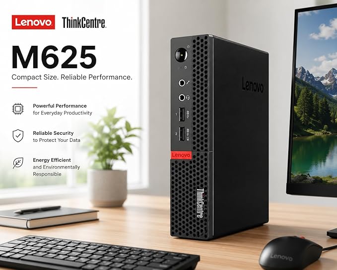 Lenovo ThinkCentre Mini Desktop Computer with AMD Processor & Graphics, 8GB DDR4 RAM, 1TB SSD, Windows 11, Wi-Fi, Bluetooth, 2X DisplayPort, RJ-45 Port, USB, for Daily Work, Wired Keyboard & Mouse - Image 2