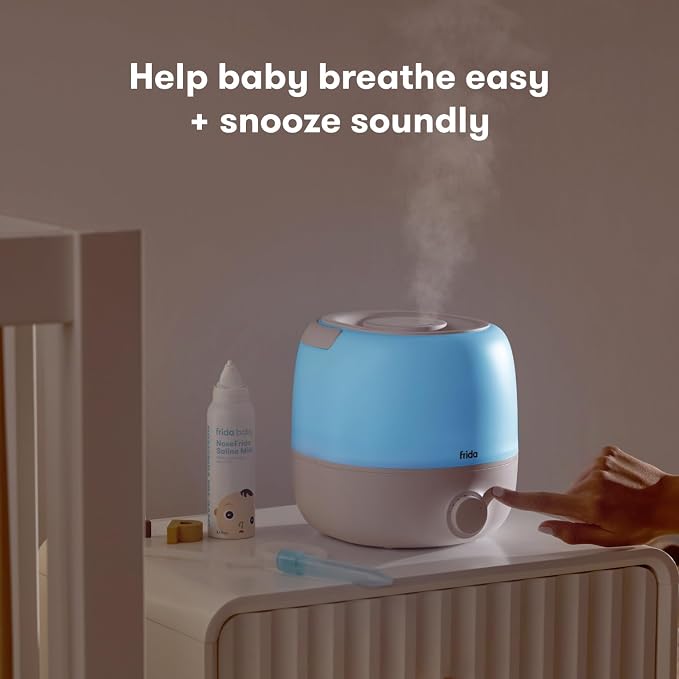 Frida Baby 3-in-1 Cool Mist Humidifier for Large Rooms, Top Fill Humidifier for Bedroom, Allergy Relief, 60 Hour Runtime + Nightlight, Auto Shut-Off, Quiet, Carry Handle, Essential Oil Diffuser - Image 2