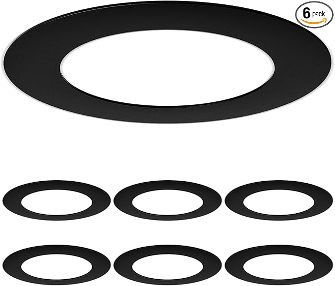 Amico 6 Pack Goof Rings for 6 Inch Recessed Lights, Can Light Trim Ring Cover by Amico