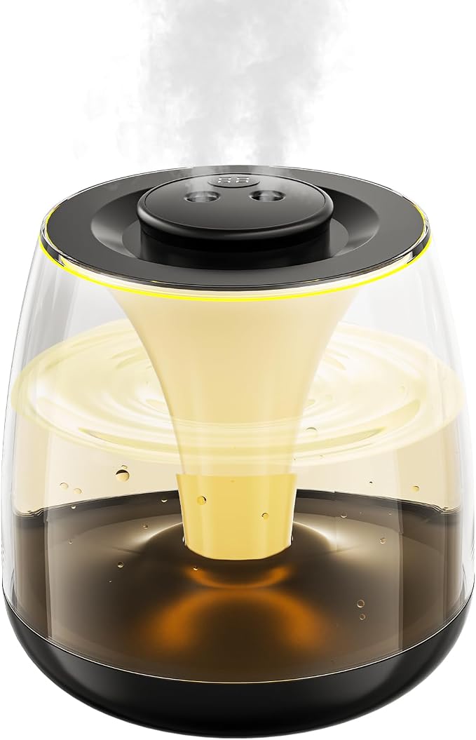 Humidifiers for Bedroom, 3 L Cool Mist Top-Fill 40H Super Long Time, 23dB Quiet, Baby Humidifier, Oil Diffuser for Large Room, Plants, Nursery, Office, Colored lights (black) by HEEYCEMUS