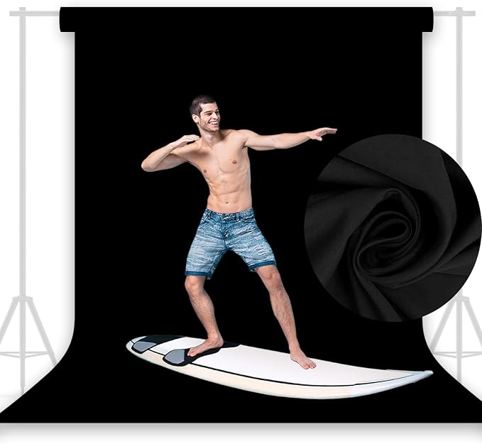 10x8FT Black Backdrop for Photography, High Density Polyester Fabric Background - Image 4