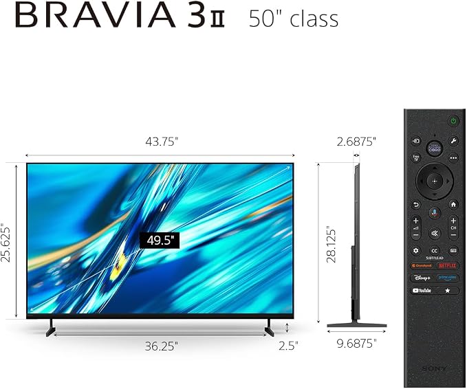 Sony 50 Inch BRAVIA 3 II LED 4K HDR Smart Google TV with Gemini K-50XR30M2 | XR Processor with AI Technology, Dolby Vision/Atmos, 120Hz Refresh Rate, 4K movie credits included, 4xHDMI 2.1, PS5 Features - Image 4