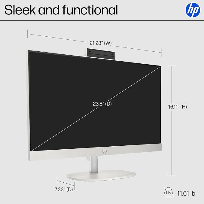 HP 23.8 inch All-in-One Desktop PC, FHD Touchscreen, Intel Core Ultra 5 125U, 8 GB RAM, 512 GB SSD, Intel Graphics, Windows 11 Home, Shell White, 24-cr1170 (2025) - Image 5