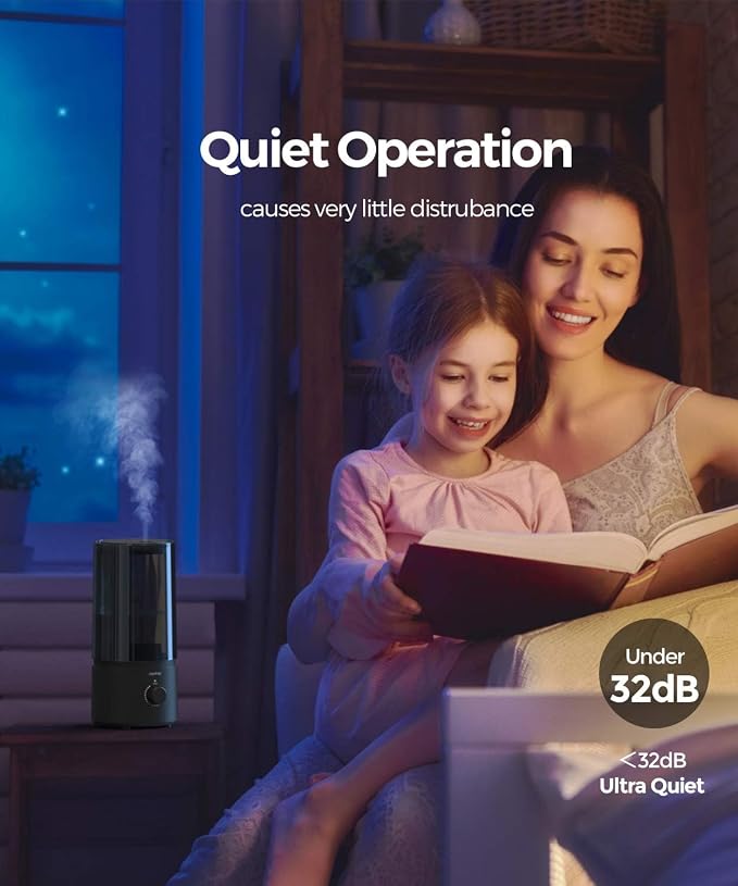raydrop Humidifiers for Bedroom, raydrop Cool Mist Humidifiers for Babies, 1.0L Quiet Ultrasonic Humidifier, Space-Saving, Filterless, Auto Shut Off - (0.26 Gallon, US 110V) - Image 5