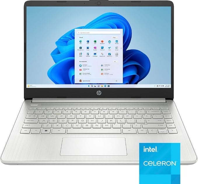 HP 14-dq0760dx 14 Inch HD Laptop Intel Celeron N4120 4GB DDR4 RAM 128GB eMMC Intel UHD Graphics Windows 11 Home in S Mode USB Type-C HDMI Ports, Natural Silver 9R334UA (Renewed) - Image 2