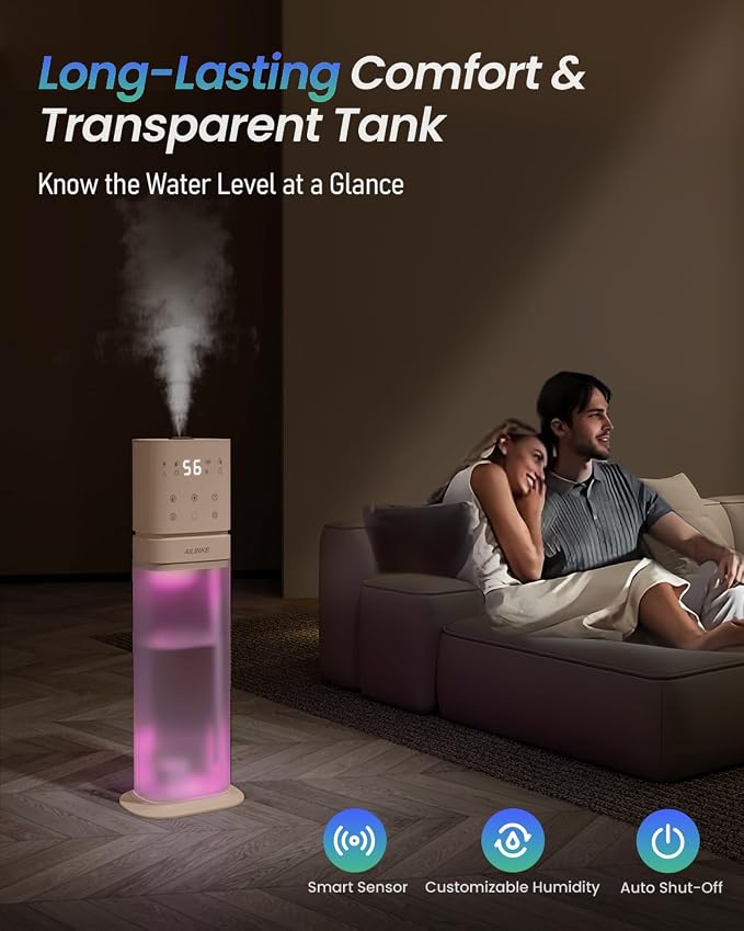 Smart Humidifier Large Room, 2.1Gal/8L Humidifiers for Bedroom with Extended Tube&Night Light, Whole House Cool Mist Humidifiers, WIFI App&Voice Control, Home/Kids/Baby, Pale Pink - Image 5