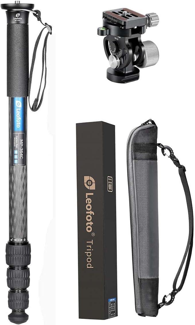Leofoto MP-364C+VH-10S Monopod and Tilt Head Set, Carbon Fiber, VH-10S Monopod by TAKINGITFURTHER-LEOFOTO