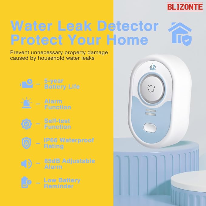 Water Leak Detector 10 Pack, 5-Year Battery Life, Water Alarm - Image 2