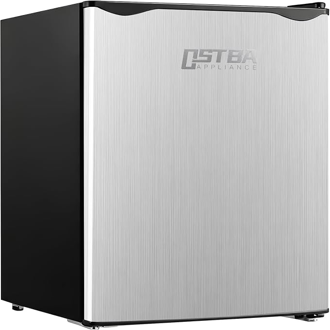 OSTBA 1.7 Cu.ft Mini Fridge with Freezer, Small Refrigerator, Silver | Compact Refrigerator with Adjustable Thermostat, Removable Shelves, Low Noise, Reversible Door for Bedroom Home Dorms Office by OSTBA